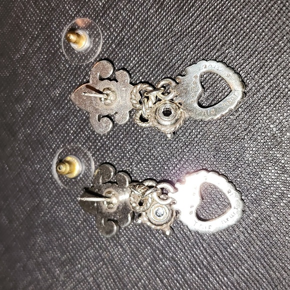 Brighton Heart Crown Fluer De Lis Post Earrings - Picture 3 of 7